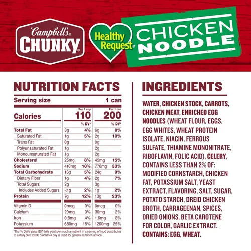 Vista 2 de Campbell's Chunky Healthy Request - Sopa de fideos con pollo, lata de 16.1 onzas (paquete de 8)