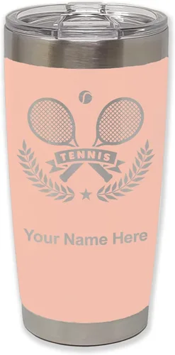 Vista 31 de LaserGram Personalized 20oz Tumbler, Tennis Rackets (Black) Engraved Gift for Tennis Players, Vacuum Insulated Stainless Steel, Laser Engraved