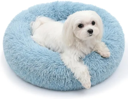 Vista 45 de Cama para perros pequeños, cama calmante para perros pequeños, antiansiedad, cama para cachorros, lavable a máquina, esponjosa, de lujo Verde militar