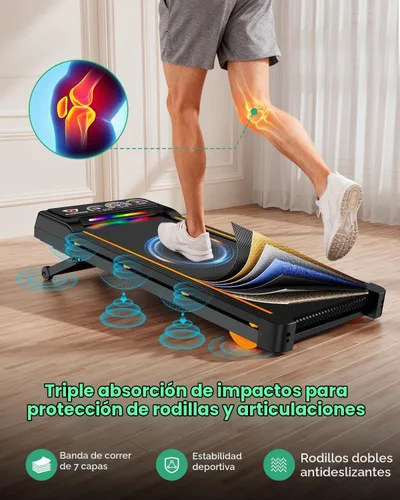 Vista 4 de Almohadilla plegable para caminar con 15% de inclinación automática/luz RGB/pantalla dual, cintas de correr de 3.5 HP para el hogar, almohadilla