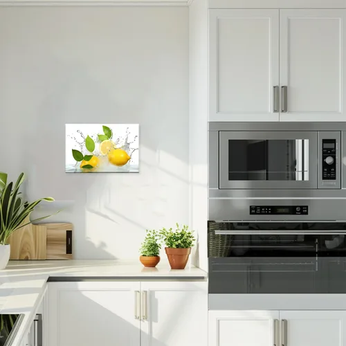 Vista 4 de MODOJOART Lienzo decorativo para pared, diseño de frutas y frutas, limón con pintura al agua, arte moderno sobre lienzo de cocina para comedor