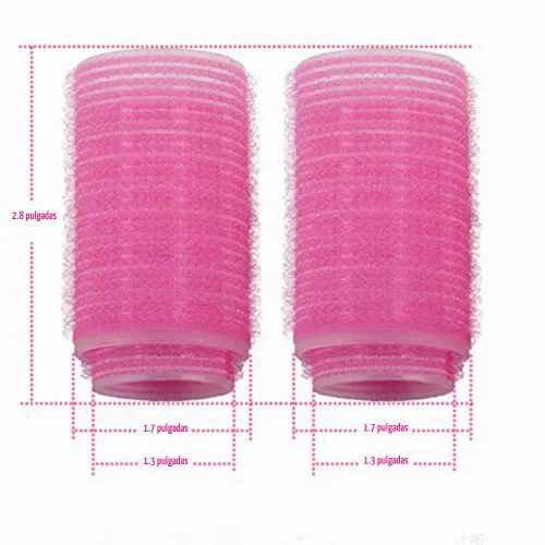 Vista 2 de 2 piezas de doble capa flequillo rizadores de pelo rodillo herramientas de peinado, rosa