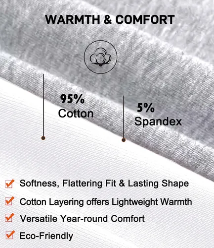 Vista 5 de wirarpa Juego de ropa interior térmica de algodón para mujer, ligera, pantalones largos, capa base, conjunto de pijama para mujer, parte superior e
