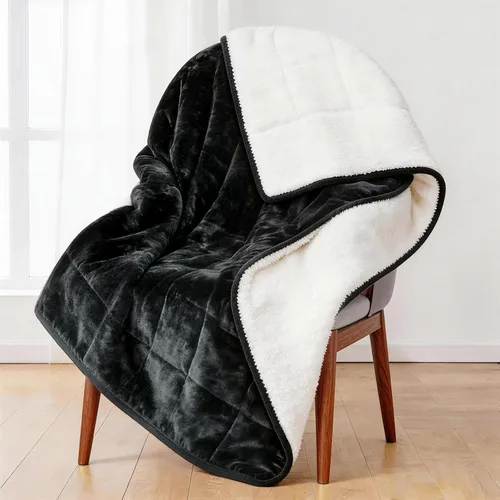 Vista 22 de Alomidds Manta con Peso para Adultos, Tamaño Twin 12 lbs Mantas con Peso, Manta Pesada con Forro Polar Suave y Brillante Reversible y Sherpa Cálido