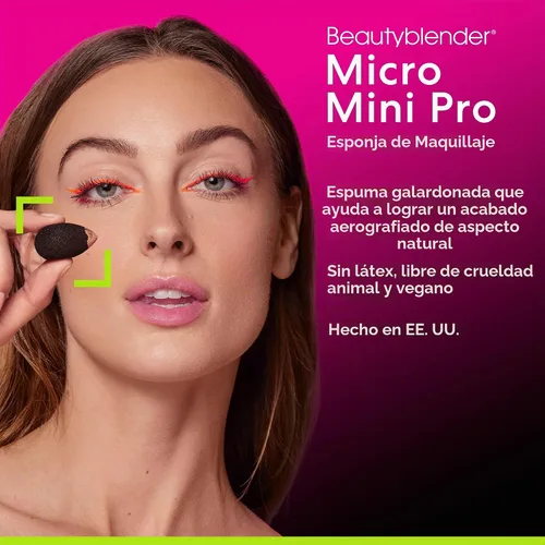 Vista 2 de beautyblender micro.mini pro: Mini esponjas de maquillaje para licuadora de belleza, perfectas para contornear y enmascarar, veganas y libres