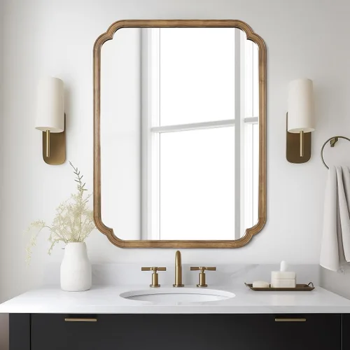 Vista 45 de Espejos de Baño de Madera para Montar en la Pared, 16" x 20" Marco de Madera Rústica Espejos de Pared Decorativos para Sala de Estar o Dormitorio