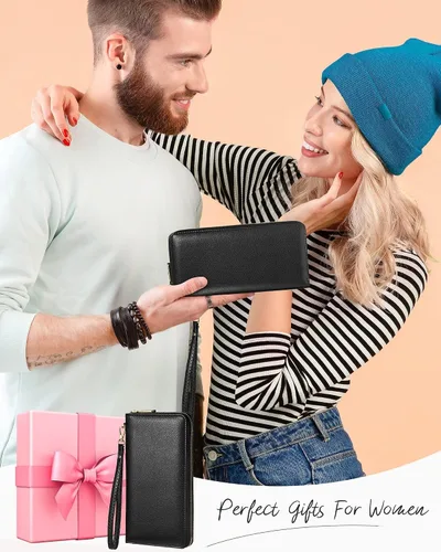 Vista 7 de Chelmon - Monedero para mujer de cuero genuino con bloqueo de señal RFID, para tarjetas de crédito