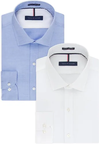 Vista 9 de Tommy Hilfiger Camisa de vestir sólida sin planchado para hombre Azul