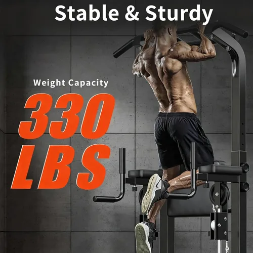 Vista 6 de SogesHome Power Tower Pull Up Bar and Dip Station, Multi-Function Free Standing Pull Ups, Adjustable Height Dip Bar Strength Training Workout