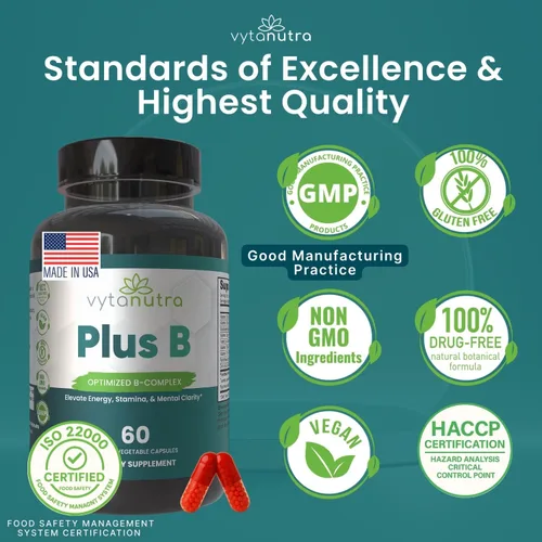 Vista 8 de Plus B 11 en 1 Beadlet Capsule – Complejo B completo con B1, B2, B3, B5, B6, B7, B9, B12 – Liberación cronometrada para energía, vitalidad, cerebro