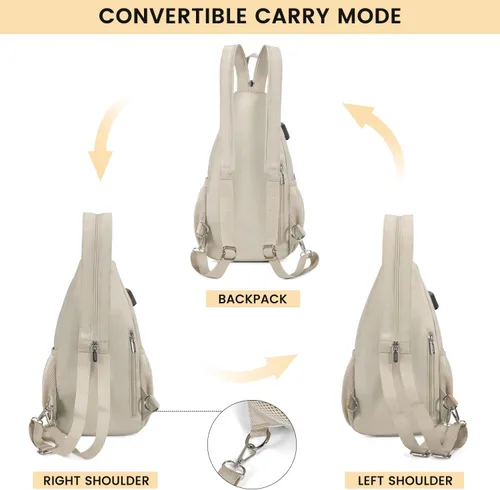 Vista 2 de LOVEVOOK - Mochila de bandolera para mujeres, casual, de nylon, para viajes, al hombro, mochila de senderismo Casual Daypack, Nylon, Travel