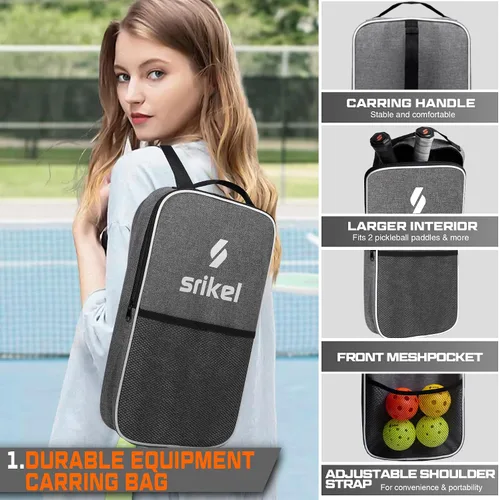 Vista 9 de Paletas de pickleball Srikel, pala de pickleball de fibra de carbono Raw T700, núcleo de polímero de poder de 16mm, raquetas profesionales para gran