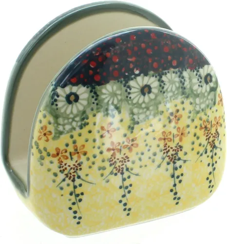 Vista 27 de Blue Rose Polish Pottery - Servilletero de Puntos Pequeños Azules - 5" x 5" - Servilleteros de Cerámica, Accesorios Decorativos para Mesa de Comedor