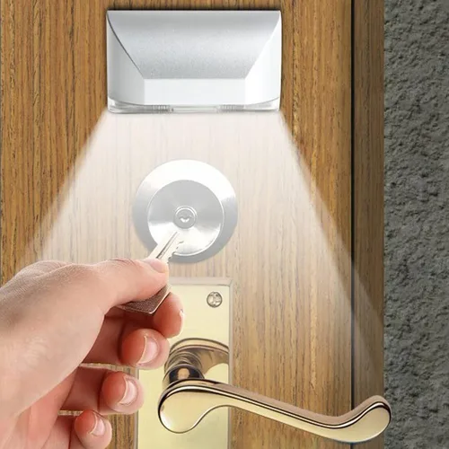 Vista 2 de Paquete de 2 luces de ojo de cerradura, IR PIR con sensor de movimiento automático para puerta, cocina, escaleras, etc. (blanco)