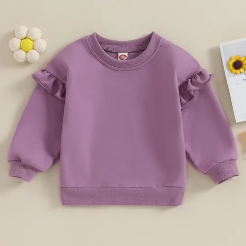 Vista 51 de Sudadera unisex de algodón de color sólido para bebé, camiseta de manga larga con cuello redondo