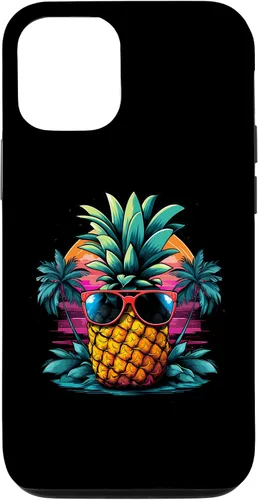 Vista 26 de iPhone 16 Vintage Pineapple With Sunglasses 70s 80s Vaporwave Hawaiian Case
