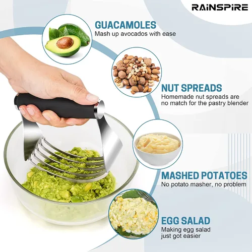 Vista 4 de Rainspire XL - Cortador de repostería para hornear, licuadora de repostería resistente, de acero inoxidable, cuchillas gruesas y afiladas, cortador