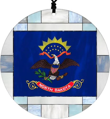 Vista 19 de Adorno navideño de Alabama – Efecto de diseño de vitrales de imitación con bandera estatal – Decoración de disco acrílico colgante 2026 para árbol