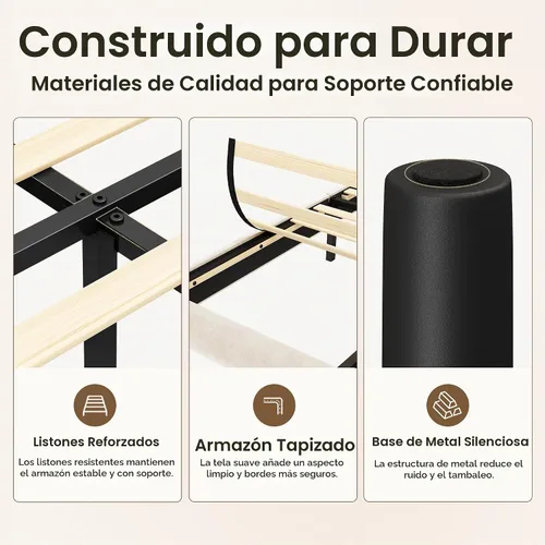 Vista 6 de GRUSIGN Base de cama de plataforma de tamaño individual con cabecera de terciopelo, soporte de listones de madera de altura ajustable, base