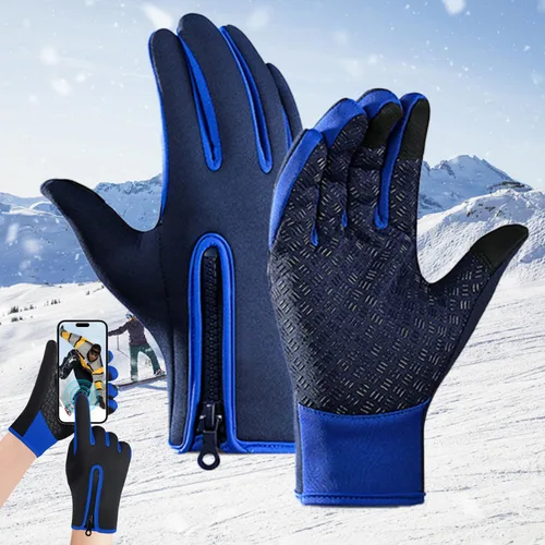 Vista 6 de Guantes de ciclismo de invierno para hombres y mujeres, impermeables, térmicos, agarre antideslizante para montar y actividades en clima frío