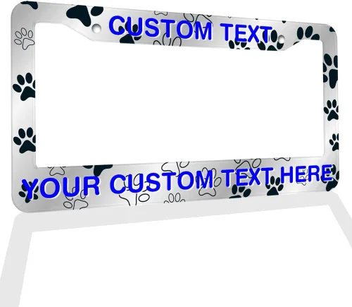 Vista 17 de Marcos de Matrícula con Cualquier Texto - Marco de Placa con Tu Mensaje Personalizado, Marco de Matrícula Personalizado con Nombre, Monograma, Logo