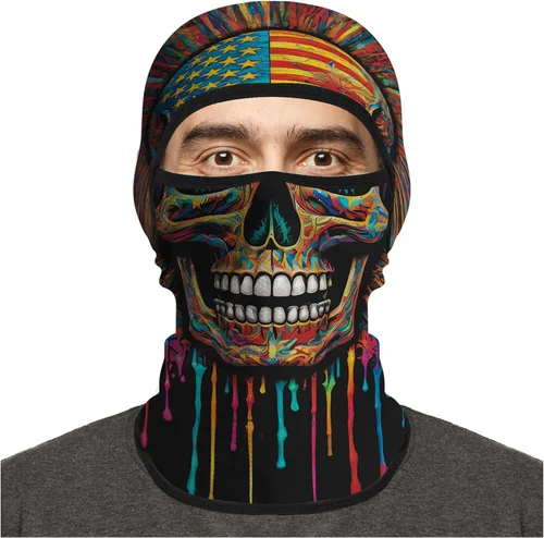 Vista 7 de Pasamontañas para hombres y mujeres, para verano, motocicleta, ciclismo, pesca Calavera 04