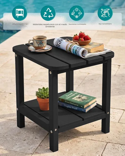 Vista 4 de SERWALL Mesa auxiliar Double Adirondack, Mesa auxiliar de forma rectangular, Negra
