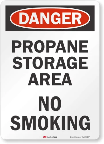 Vista 2 de SmartSign Cartel "Danger - Área de almacenamiento de propano, no fumar" 10" x 14" aluminio reflectante 3M