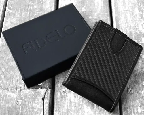 Vista 6 de Fidelo Billeteras plegables de cuero para hombre, carteras RFID de alta capacidad para hombres, billetera de lujo con múltiples compartimentos