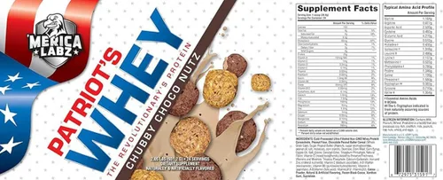 Vista 4 de Merica Labz Patriot's Whey, proteína de The Revolutionary's Protein, 25G Protein, 25 porciones (Chubby Choco Nutz)