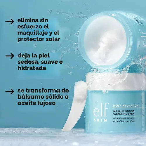 Vista 2 de e.l.f. SKIN Mini ¡Santa Hidratación! Bálsamo limpiador que derrite el maquillaje, limpiador facial y removedor de maquillaje, infundido con ácido