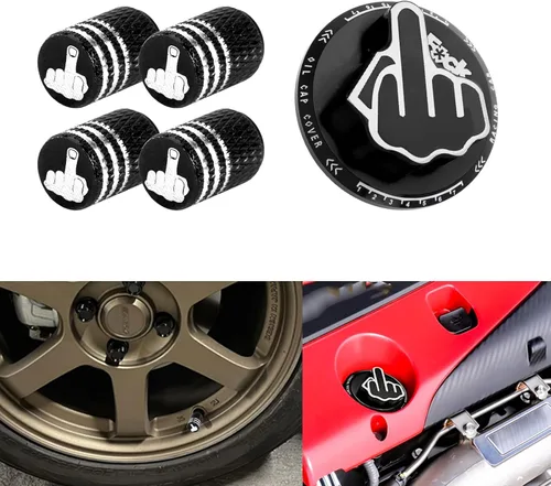 Vista 29 de x xotic tech Tapa de tanque de combustible de gas negro de aleación con dedo medio roscado compatible con Toyota Corolla Camry 4Runner Highlander