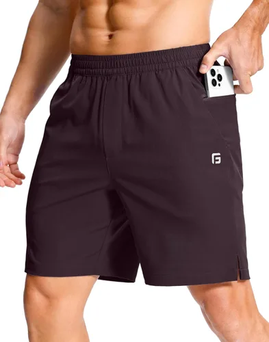 Vista 31 de GGJ Pantalones cortos deportivos ligeros para hombre con 2 bolsillos con cremallera de 7/5/9 pulgadas, pantalones cortos de tenis de secado rápido