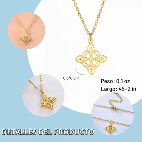 Vista 5 de Dreamtimes Anillo de nudo de bruja para mujer, de acero inoxidable, ajustable, con dedo abierto, nudo de bruja celta, cuaternario, Wicca, amuleto