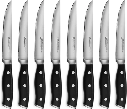 Vista 6 de Henckels Forged Accent - Juego de 20 cuchillos autoafilables, asas negras