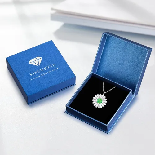 Vista 7 de KINGWHYTE Daisy Necklace Gifts for Women 925 Sterling Silver Opal Daisy Pendant Spring Flower Necklace Jewelry Graduation Birthday Celebrate
