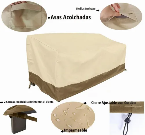 Vista 2 de Funda impermeable para muebles de exterior para sofá de 3 plazas, protección para todo tipo de clima, funda impermeable para sofá grande para patio