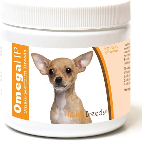 Vista 201 de Healthy Breeds Affenpinscher Omega HP - Masticables suaves para piel y pelaje, 60