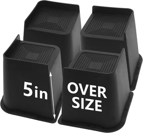 Vista 48 de Paquete de 4 elevadores de cama de 1 pulgada, elevadores de muebles de 2 pulgadas, negros, elevadores de cama resistentes para mesa, sofá, silla