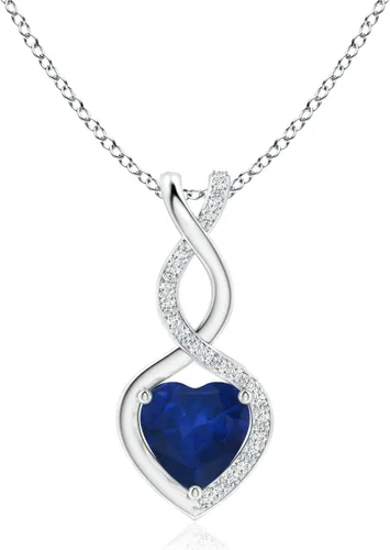 Vista 21 de Angara Heart-Shaped Blue Sapphire Infinity Pendant with Diamond Accents Oro Rosa