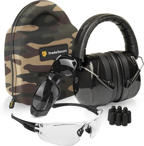 Vista 12 de TradeSmart All-in-One Shooting Ear Protection - Comfort+ NRR 28 Earmuffs, Glasses & Earplugs + Carry Case