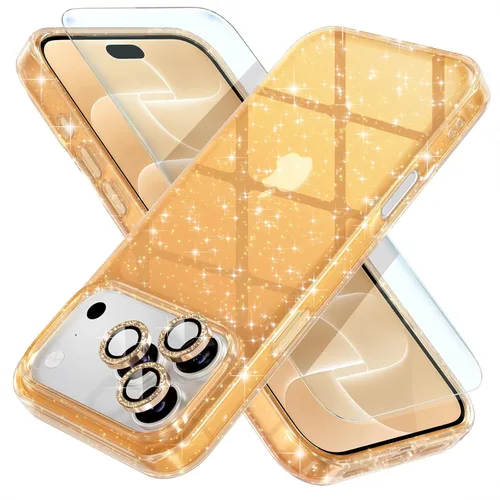 Vista 22 de Choiche, funda para iPhone 14 de mujer, brillante, protección de grado militar, 2 cubiertas de lentes de cámara Diamond, 2 protectores de vidrio