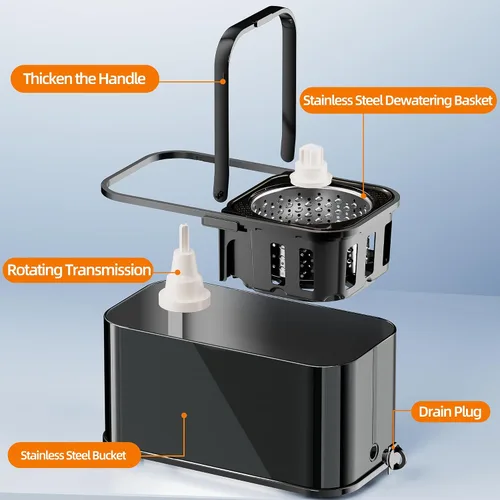 Vista 3 de Trapeador giratorio y cubo con escurridor para el hogar, trapeador de 360° y cubo con agua limpia y sucia separada, mopa de polvo húmedo