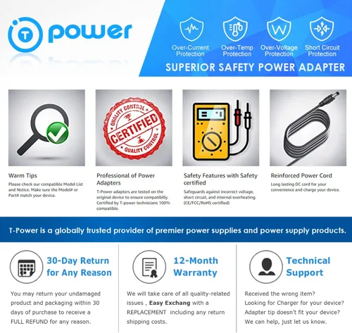 Vista 5 de T POWER Cargador de 32 V para Bissell ICONpet Pro 2746 27468 2746A Edge 2894 2894A Aspirador inalámbrico Stick 1620774 SIL SSC-320110US borrador