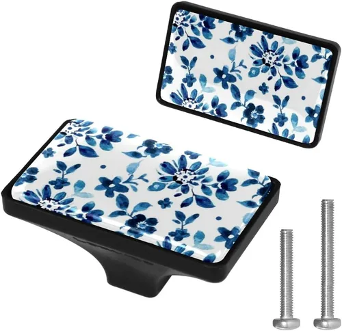 Vista 9 de LORVIES Paquete de 4 pomos decorativos de mármol de 1.65 pulgadas para gabinete, vidrio ABS corto rectangular negro, manijas de puerta de cajón