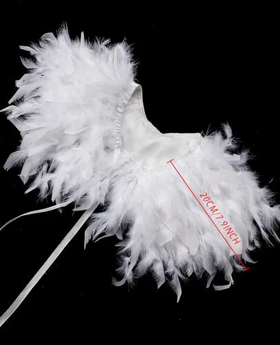 Vista 3 de L'VOW Chal de plumas iridiscente para niños de moda para fiestas de juegos (copos blancos)