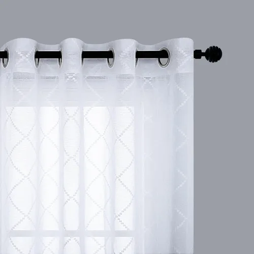 Vista 20 de KOUFALL Cortinas negras de 63 pulgadas de largo para dormitorio, juego de 2 paneles transparentes con ojales para ventana, cortinas geométricas