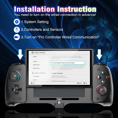 Vista 6 de Profession Switch Handheld Controller Compatible with Nintendo SwitchOLED, One Piece Switch Controllers Ergonomic For Big Hands with Adjustable