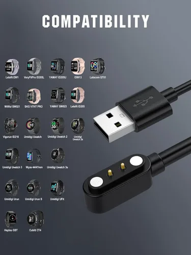 Vista 2 de Cargador de reloj inteligente TiMOVO compatible con YAMAY Letsfit