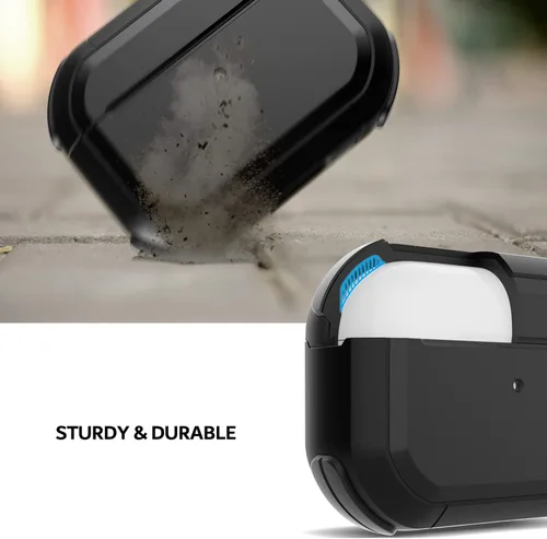 Vista 4 de PZOZ Funda protectora con llavero compatible con Apple Airpods Pro de 2ª generación, PC y TPU cubierta dura protectora compatible con carga